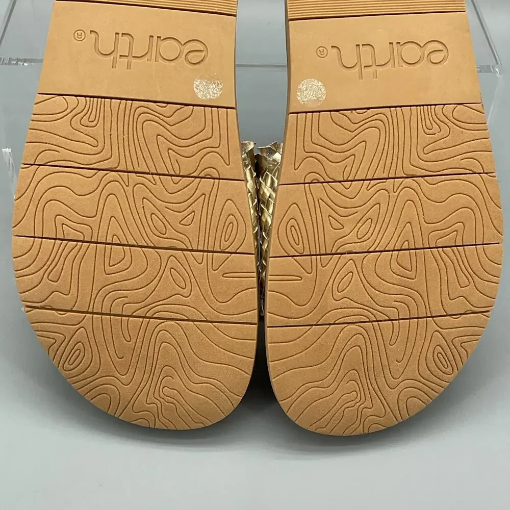 NEW earth Women’s Fontane Woven Flat Sandals Gold Size 6.5M